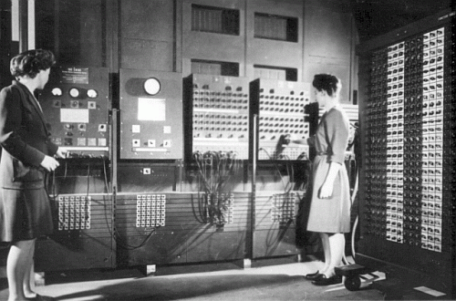 Two women operating ENIAC